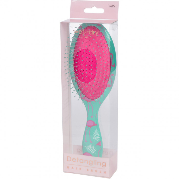 HAIR DETANGLER: WET-N-DRY BRUSH (TEAL FLAMINGO)