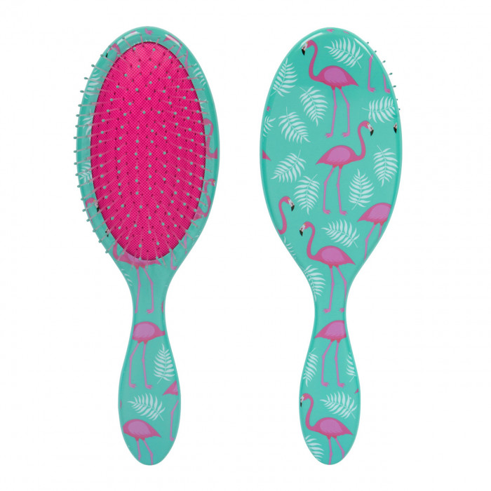 HAIR DETANGLER: WET-N-DRY BRUSH (TEAL FLAMINGO)