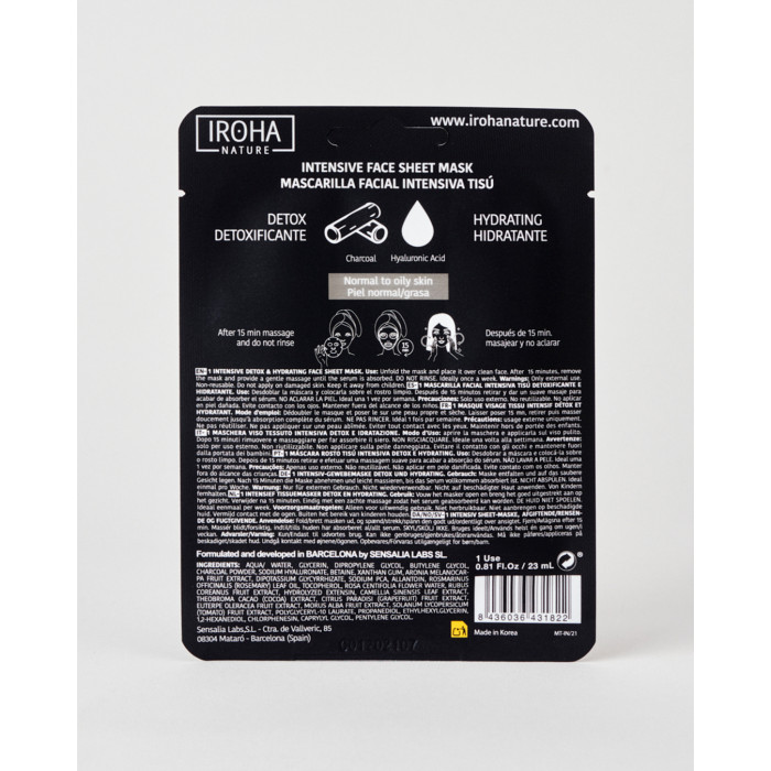 DETOX CHARCOAL BLACK TISSUE FACIAL MASK 1USE