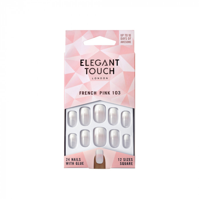 Elegant Touch FRENCH 103 Uñas de las manos Rosa, Blanco Estampado 24 pieza(s) Blister