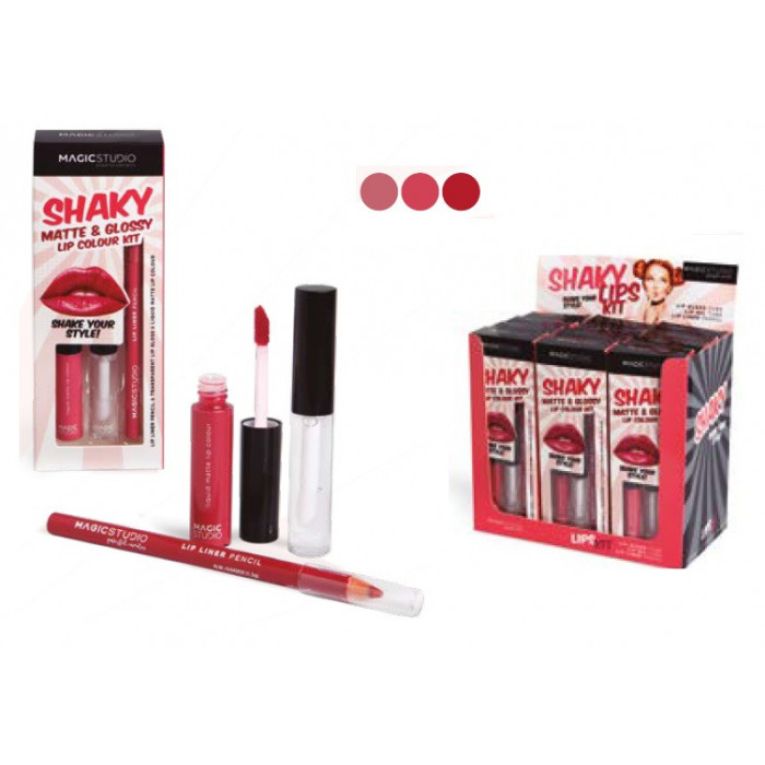 MAGIC STUDIO SHAKY MATTE & GLOSSY LIP COLOUR KIT LIP LINER PENCIL & TRANSPARENT LIP GLOSS & LIQUID MATTE LIP COLOR