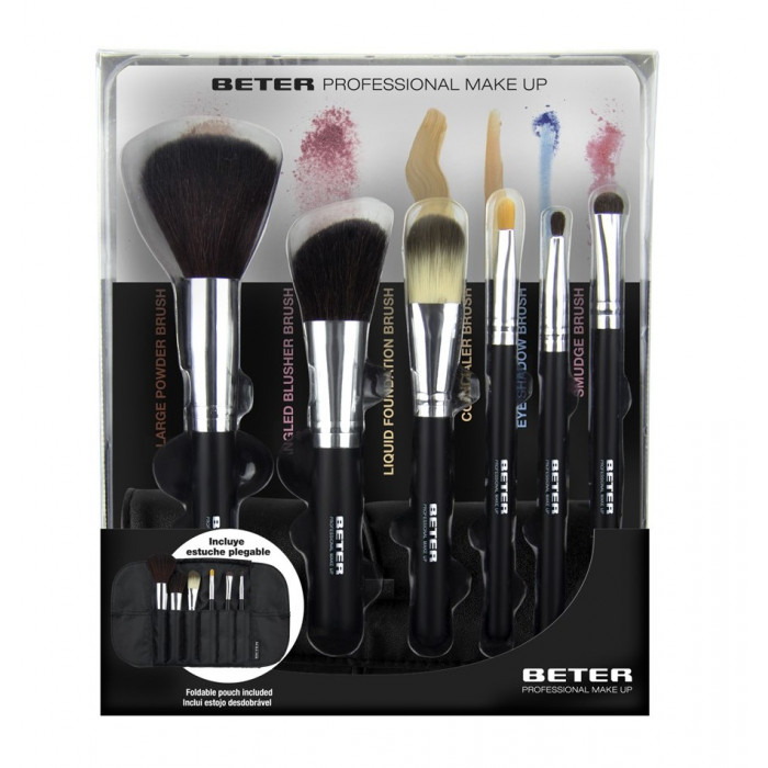 PROFESSIONAL ESTUCHE-MANTA CON 6 BROCHAS MAKE UP