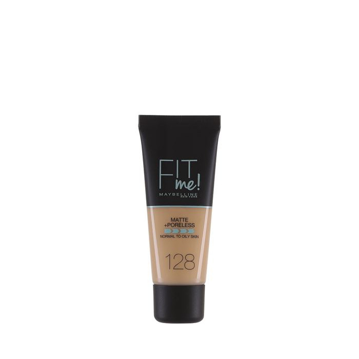 MAYBELLINE FIT ME MATE Y AFINAPOROS TONO 128 WARM NUDE BASE DE MAQUILLAJE CALCA A TU TONO Y TEXTURA PIELES MEDIO CLARAS - 30ML