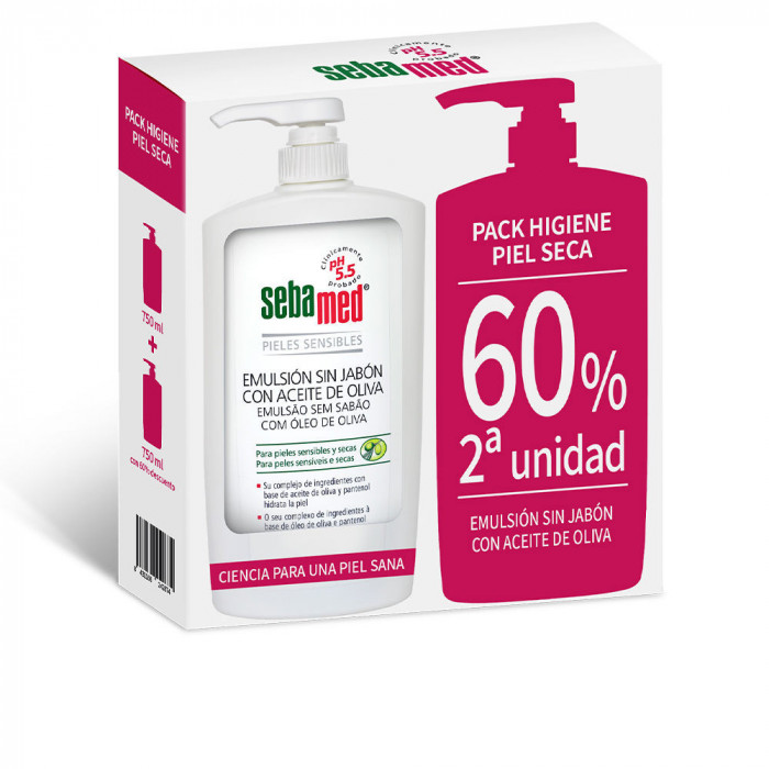 EMULSIÓN SIN JABÓN GEL DE BAÑO CON ACEITE DE OLIVA 2 X 750 ML