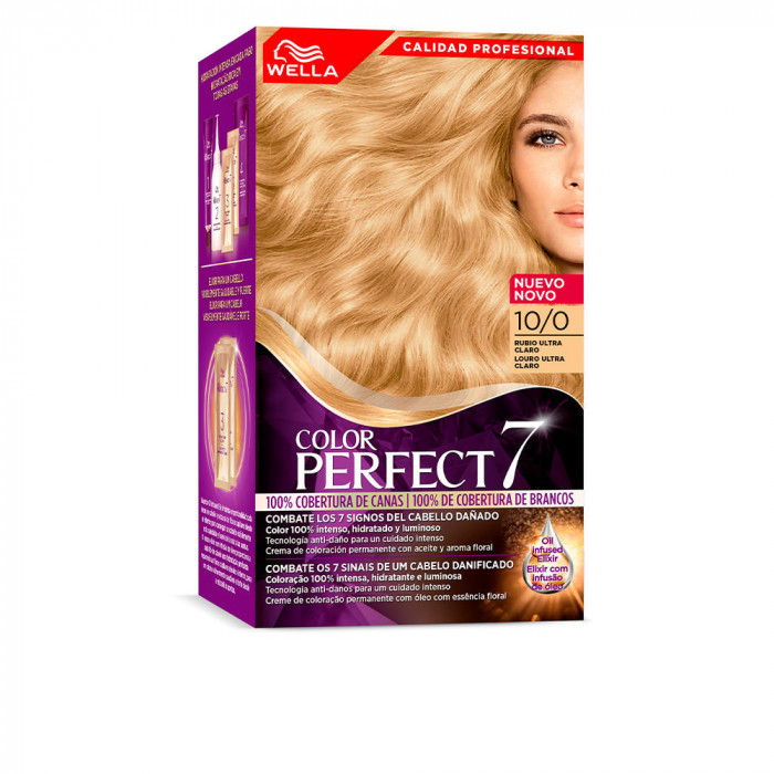 WELLA COLOR PERFECT 7 100% COBERTURA DE CANAS 10/0-RUBIO ULTRA CLARO 4 U